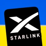 Starlink на фоне флага Украины