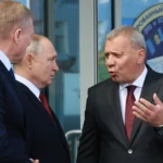Vladimir Putin speaks with Roscosmos CEO Yuri Borisov