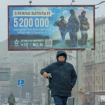 banner promotes contract military service in the Russian army