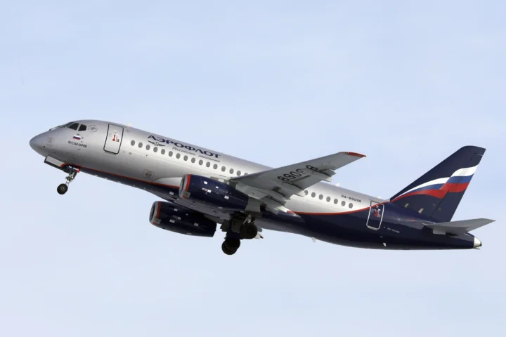 The Sukhoi SSJ-100 aircraft of Aeroflot Airlines