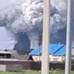 Smoke after drone attack in Russia