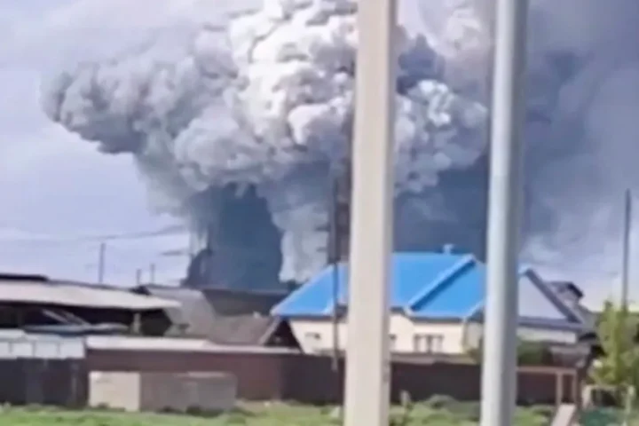 Smoke after drone attack in Russia