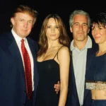 Donald Trump with his then-girlfriend Melania and Jeffrey Epstein