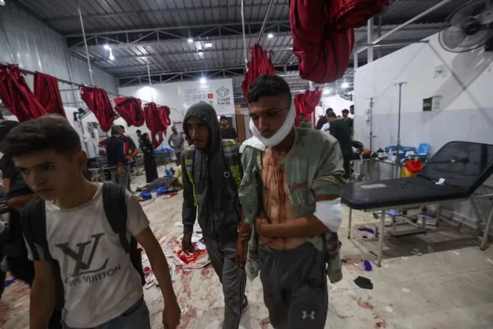 Israelis shelled a food distribution point at Al-Awda Hospital