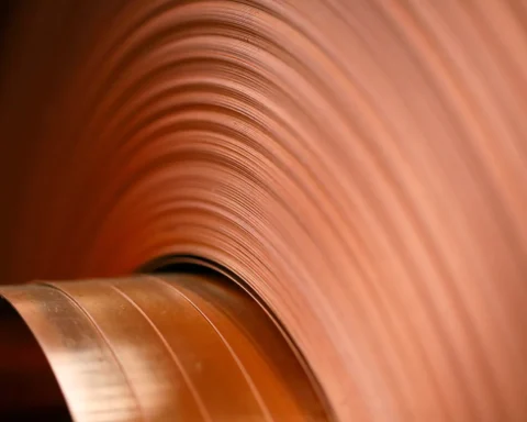 Крупный план рулона листовой меди